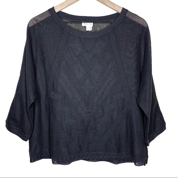 Anthropologie Tops - Meadow Rue Mesh Embroidered Dolman Sleeve Top